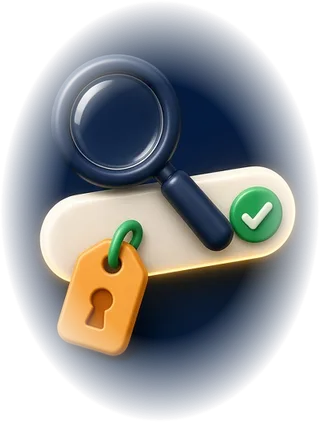 Magnifying glass over a domain search